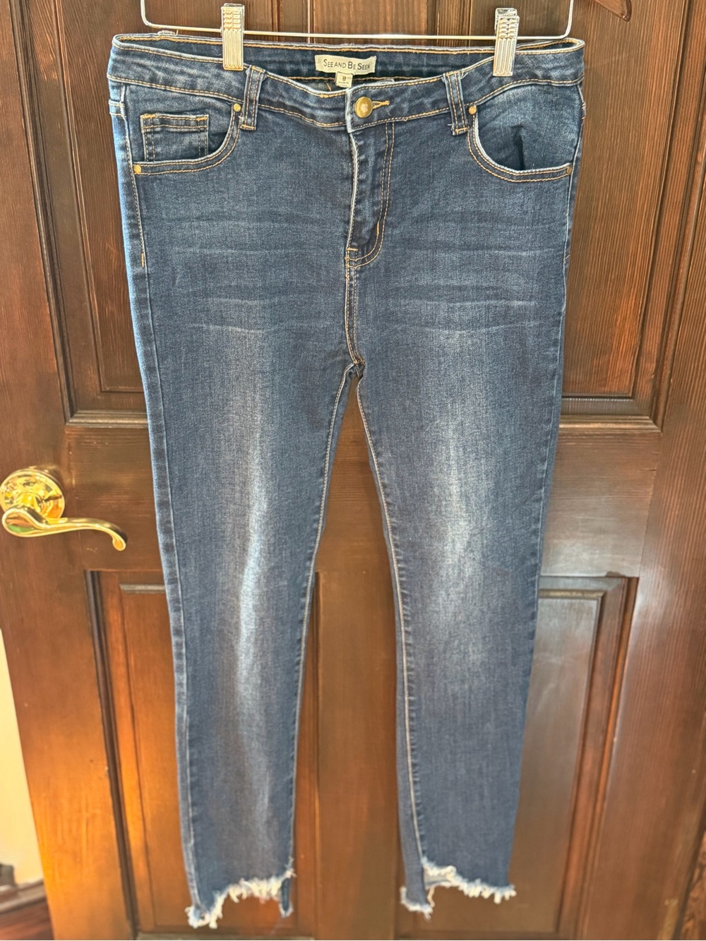 See and Be Seen Dark Blue Denim Jeans with Contrast Stitching